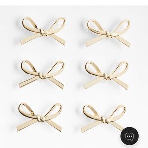 Crate & Barrel Gold Bow Knobs, Set of 6
